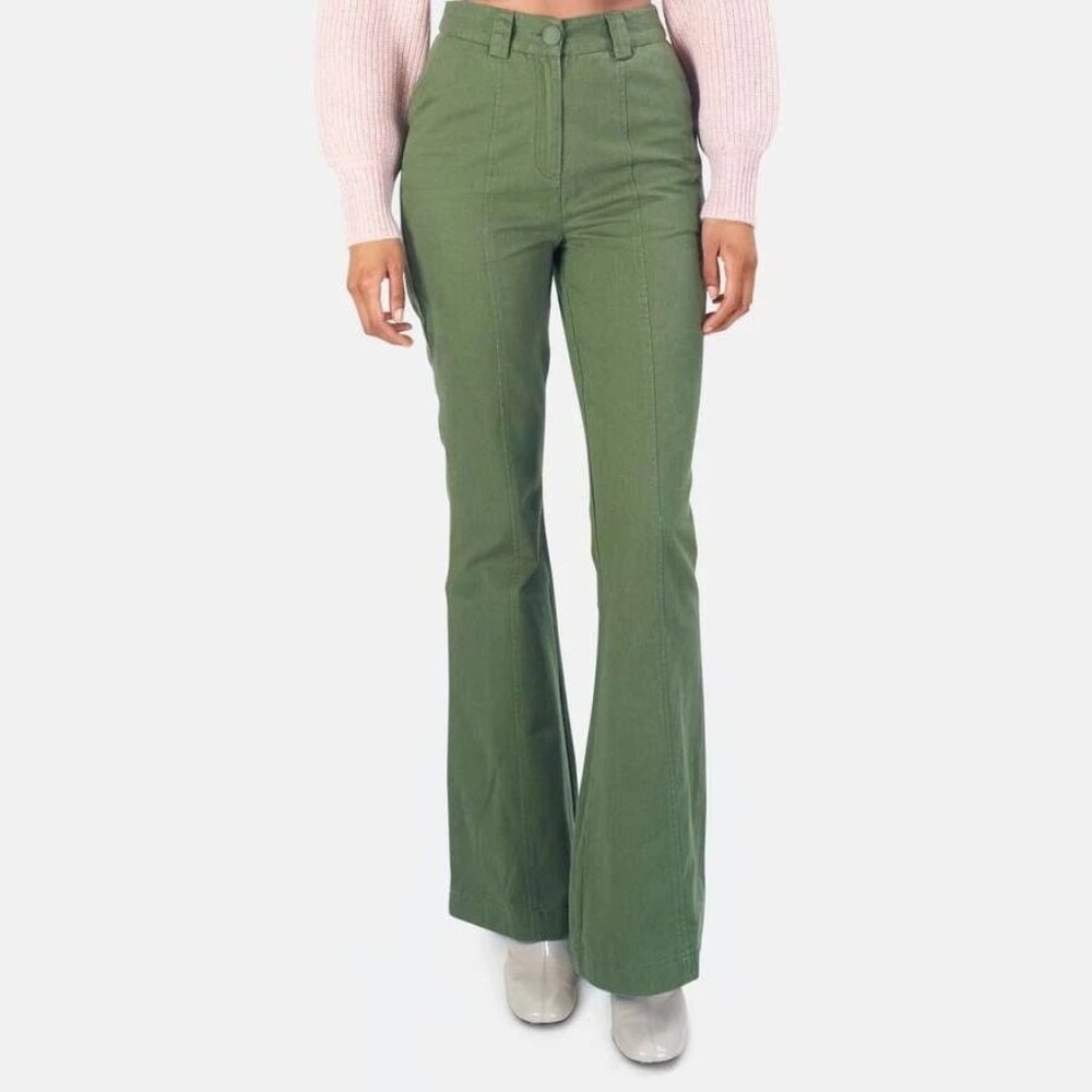 LoveShackFancy Meyerson Pant S 4 Women's Casual Bell Bottom Pants NEW 35612 - Picture 1 of 4